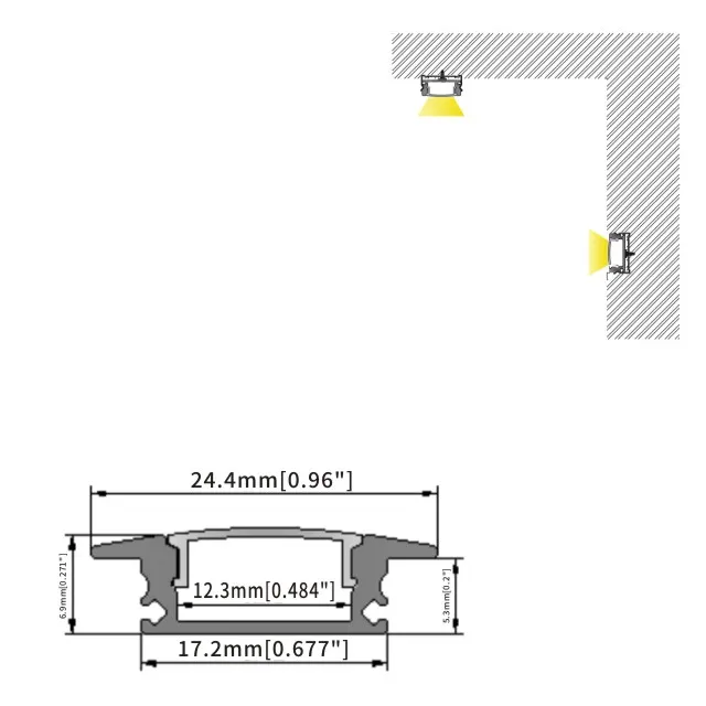 1707 LED Recessed Aluminum Profile for LED Strip Light