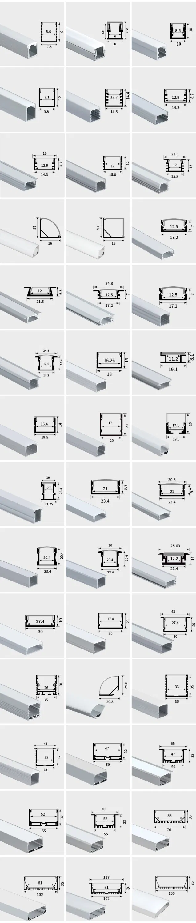 LED Profile Aluminum Surface Mounted LED Aluminium Profile for LED Strip Lights Bar